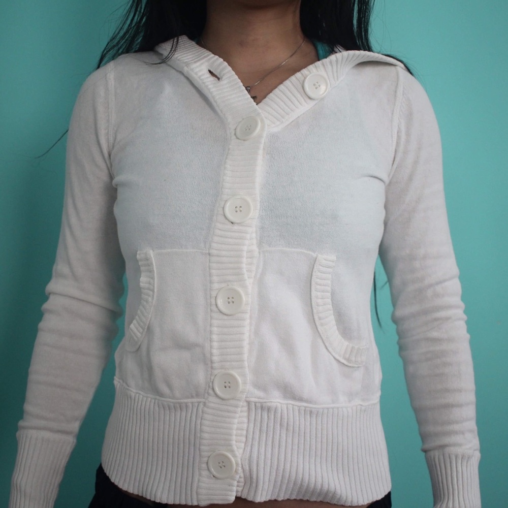 Original Arizona white button up sweater with hood